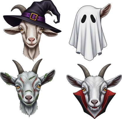🐐🎃 Halloween Goats | Graphic Long-Sleeve Tee | Unisex Cotton T-Shirt | S-3XL | Curley's Creek