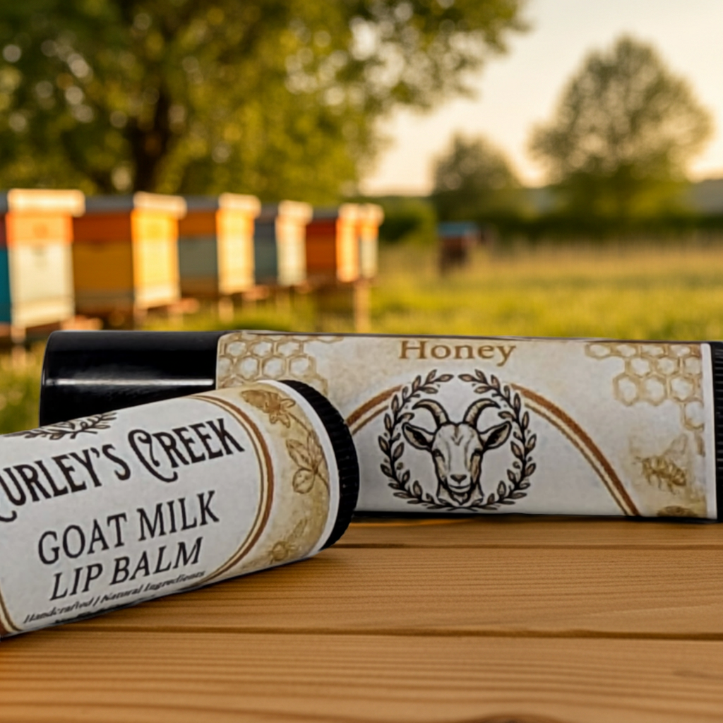 🎁 Goat Milk Lip Balm Variety Pack | Cherry, Vanilla, Honey & Peppermint | Curley’s Creek