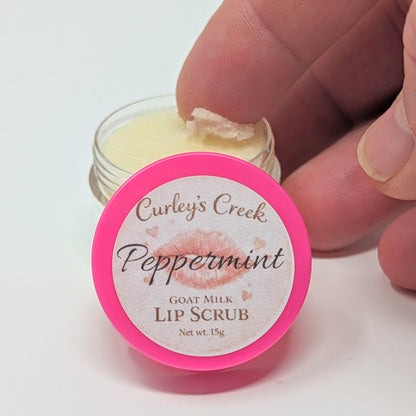 Goat Milk Lip Scrub | Exfoliating Sugar Scrub for Soft Lips | Honey, Peppermint, Cherry, Vanilla | Curley's Creek®