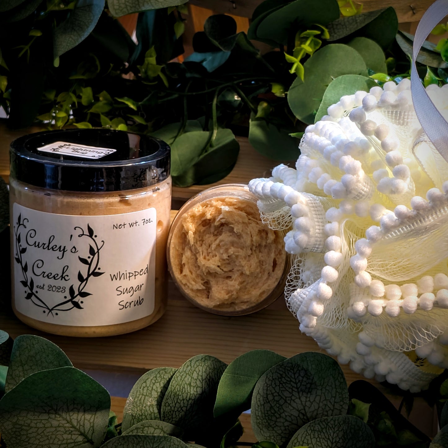 Lightning Bug Whipped Sugar Scrub | Sweet Herbal Body Scrub | 4oz & 8oz | Amber Vanilla Musk | Handmade Farmhouse Skincare