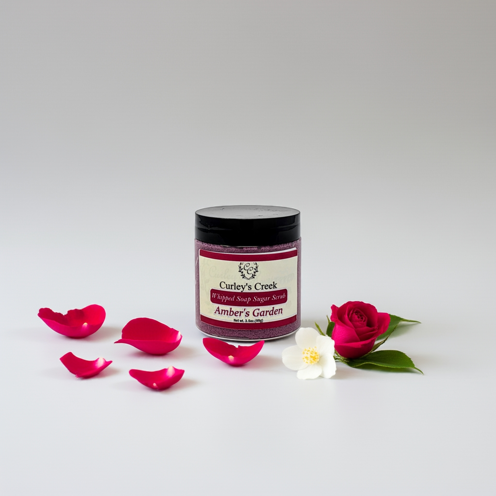 🌸 Amber's Garden | Whipped Soap Sugar Scrub | 3.5oz | 7oz | Exfoliating Wash | Curley's Creek