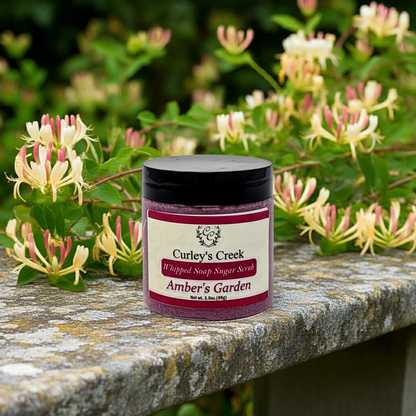 🌸 Amber's Garden | Whipped Soap Sugar Scrub | 3.5oz | 7oz | Exfoliating Wash | Curley's Creek