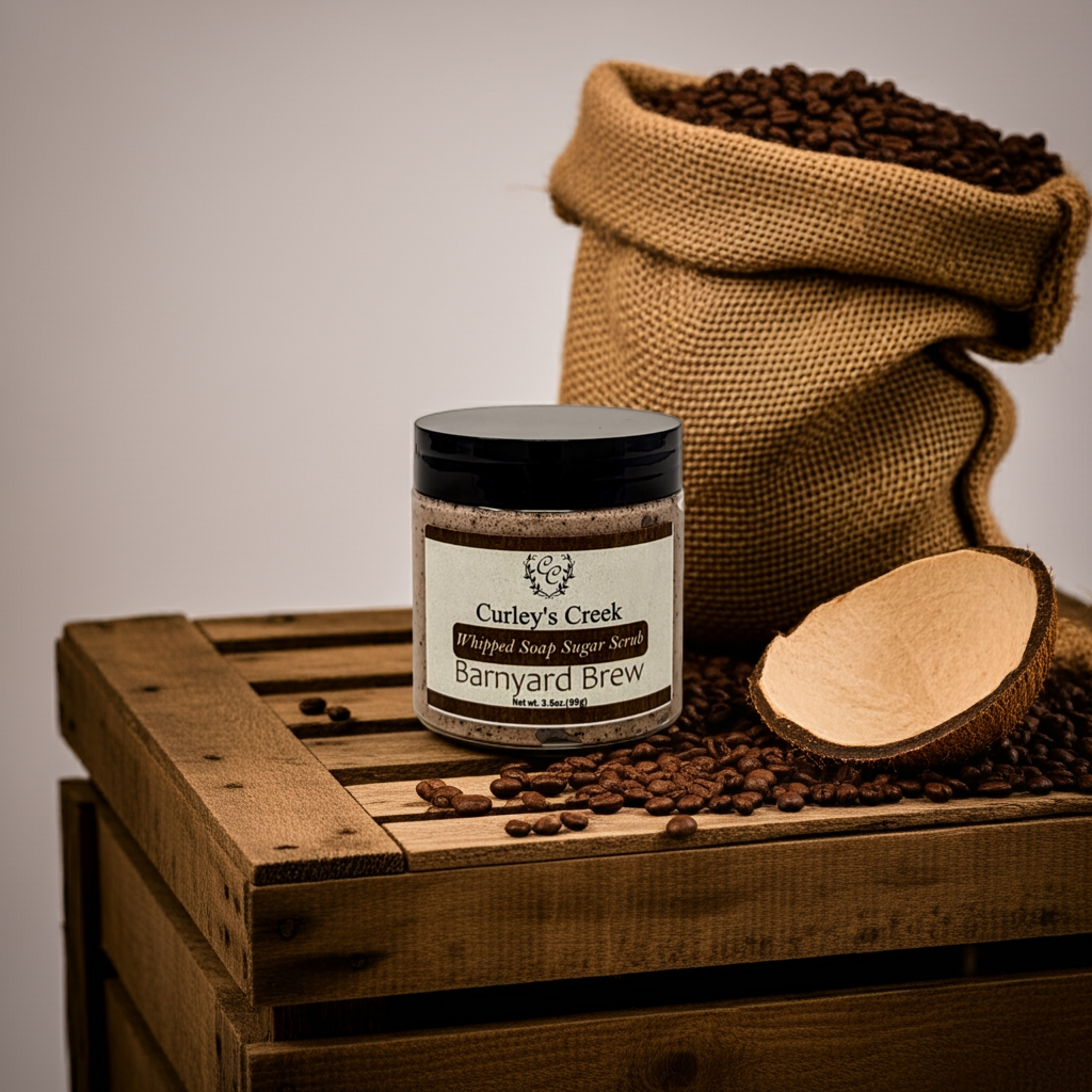 🥥 Barnyard Brew | Whipped Soap Sugar Scrub | Coconut Coffee | 3.5oz | 7oz | Curley's Creek