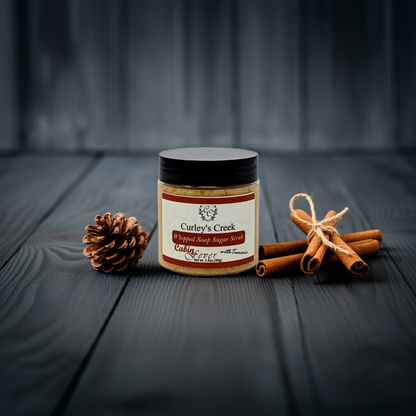 🌲 Cabin Fever | Whipped Soap Sugar Scrub | Turmeric Infused | 3.5oz | 7oz | Curley's Creek