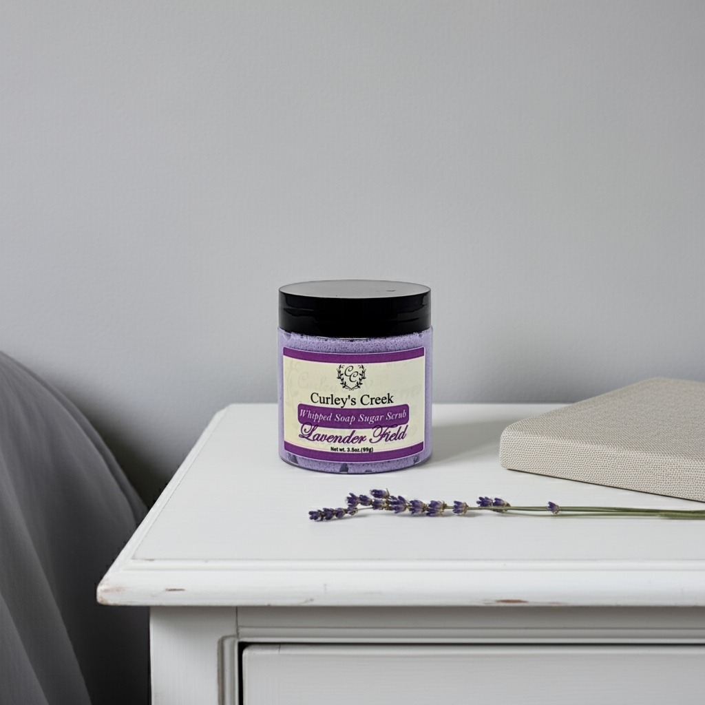 💜 Lavender Field | Whipped Soap Sugar Scrub | Calming Lavender | 3.5oz | 7oz | Curley's Creek