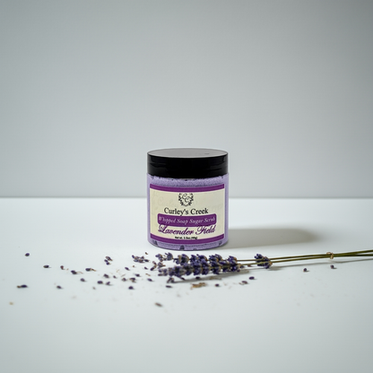 💜 Lavender Field | Whipped Soap Sugar Scrub | Calming Lavender | 3.5oz | 7oz | Curley's Creek