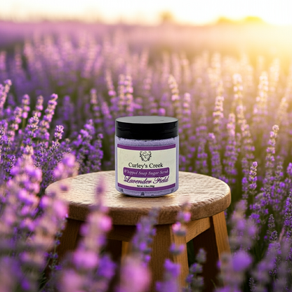 💜 Lavender Field | Whipped Soap Sugar Scrub | Calming Lavender | 3.5oz | 7oz | Curley's Creek