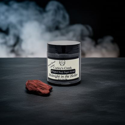 🌙 Midnight in the Holler | Whipped Soap Sugar Scrub | Mahogany & Teakwood | 3.5oz | 7oz | Curley's Creek