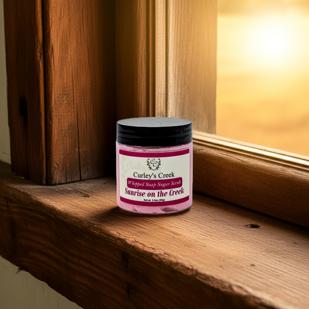 🌅 Sunrise on the Creek | Whipped Soap Sugar Scrub | Fresh & Clean | 3.5oz | 7oz | Curley's Creek