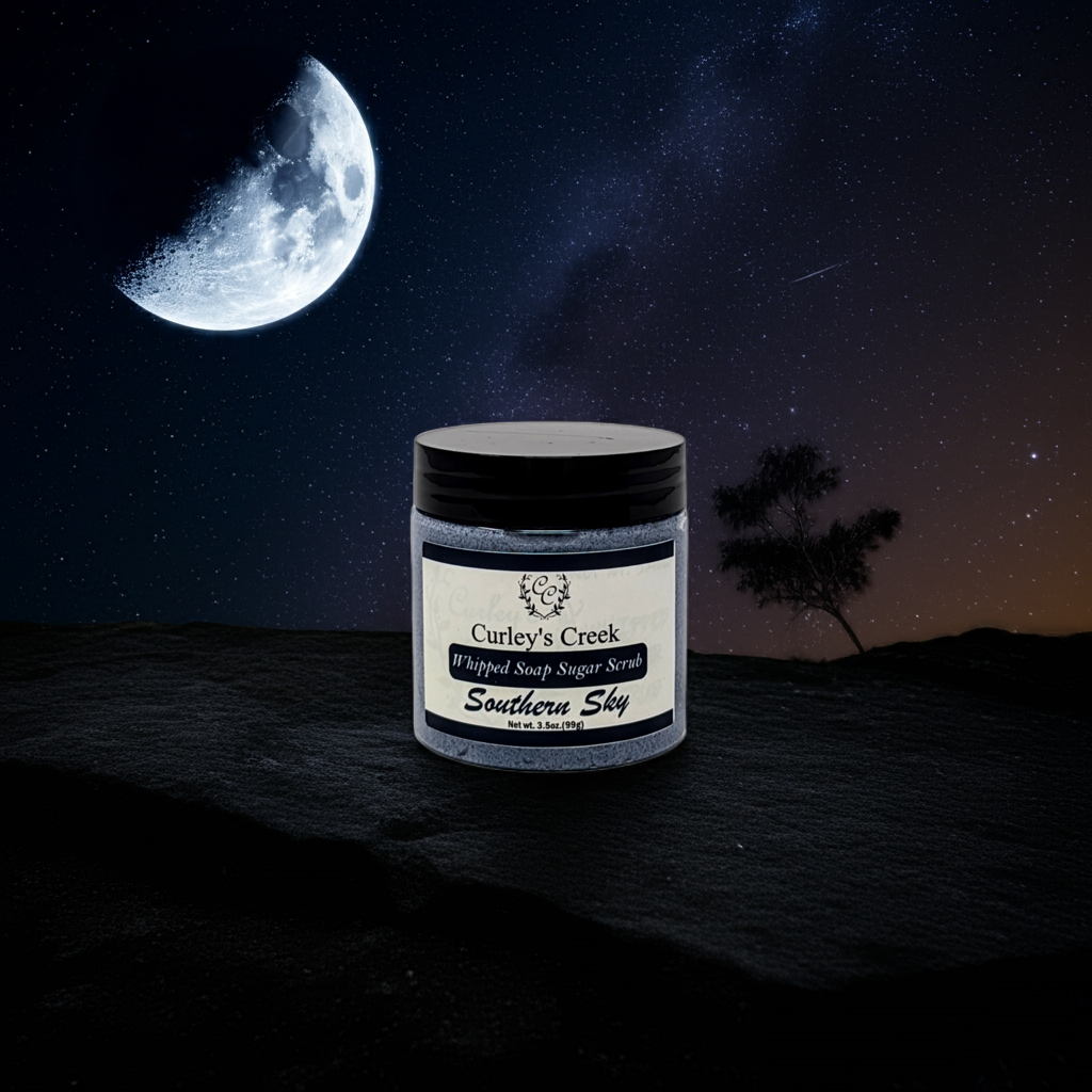🌌 Southern Sky | Whipped Soap Sugar Scrub | Charcoal Infused | 3.5oz | 7oz | Curley's Creek