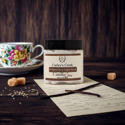 🍦Vanilla Cove | Whipped Soap Sugar Scrub | Handmade Natural Skincare | 3.5oz | 7oz | Exfoliating | Curley's Creek