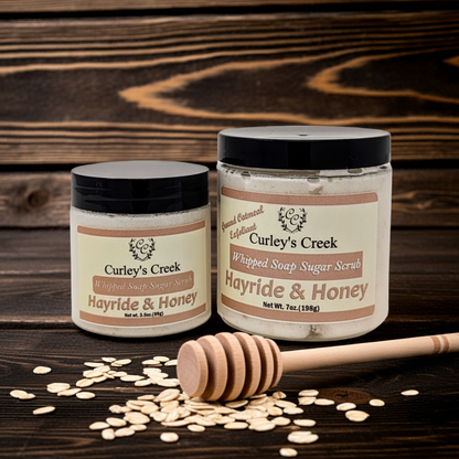 🌾 Hayride & Honey | Whipped Soap Sugar Scrub | Oatmeal Milk & Honey | 3.5oz | 7oz | Curley's Creek