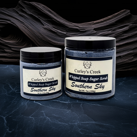 🌌 Southern Sky | Whipped Soap Sugar Scrub | Charcoal Infused | 3.5oz | 7oz | Curley's Creek