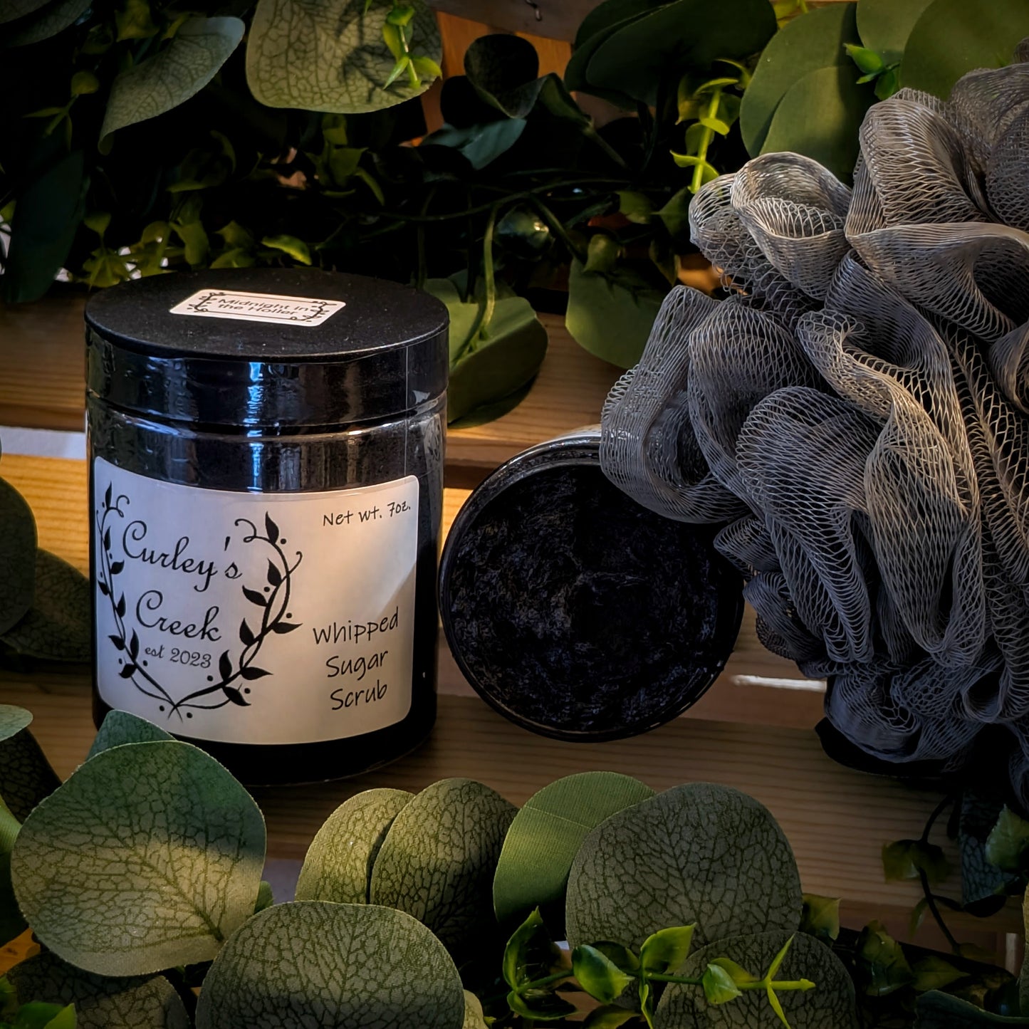 Midnight in the Holler Whipped Sugar Scrub | Patchouli Vanilla Musk Exfoliant | 4oz & 8oz | Handmade Farmhouse Skincare