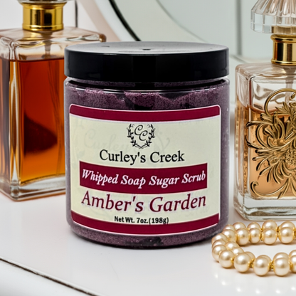 🌸 Amber's Garden | Whipped Soap Sugar Scrub | 3.5oz | 7oz | Exfoliating Wash | Curley's Creek