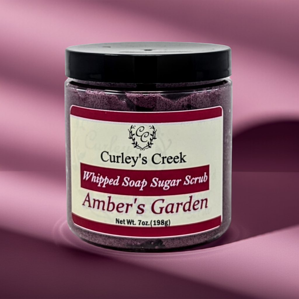 🌸 Amber's Garden | Whipped Soap Sugar Scrub | 3.5oz | 7oz | Exfoliating Wash | Curley's Creek