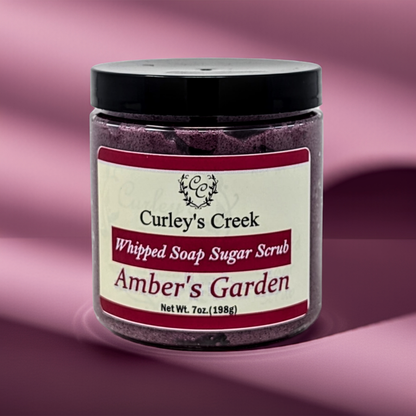 🌸 Amber's Garden | Whipped Soap Sugar Scrub | 3.5oz | 7oz | Exfoliating Wash | Curley's Creek