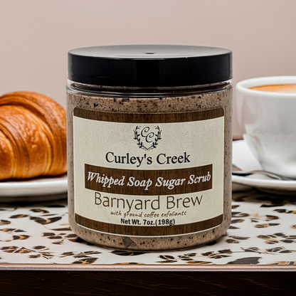 🥥 Barnyard Brew | Whipped Soap Sugar Scrub | Coconut Coffee | 3.5oz | 7oz | Curley's Creek