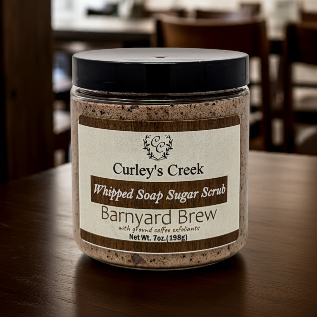 🥥 Barnyard Brew | Whipped Soap Sugar Scrub | Coconut Coffee | 3.5oz | 7oz | Curley's Creek