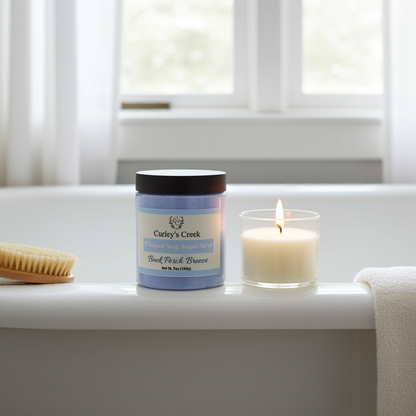 🍃 Back Porch Breeze | Exfoliating Whipped Soap Sugar Scrub | Fresh Clean Fragrance | 7oz | Curley's Creek