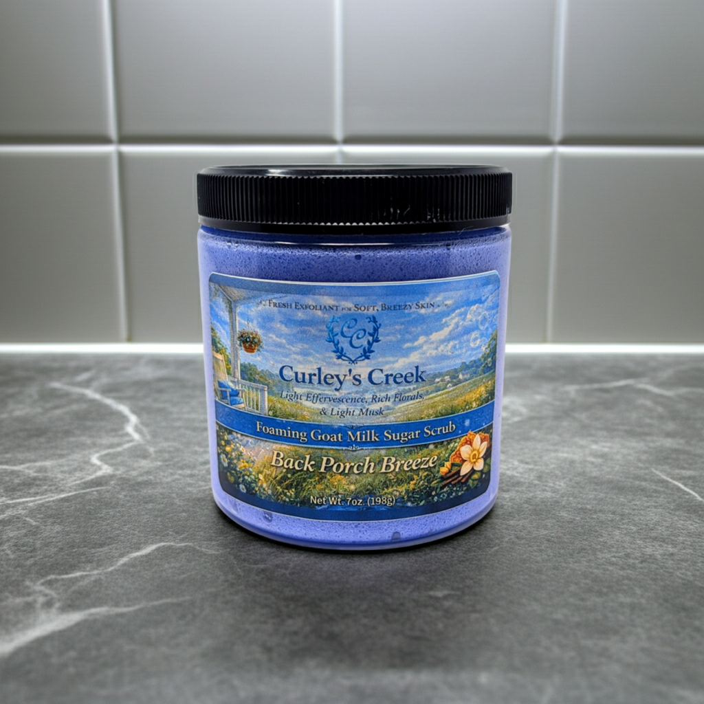 Goat Milk Foaming Sugar Scrub | Back Porch Breeze | Handmade Natural Skincare | Curley’s Creek®