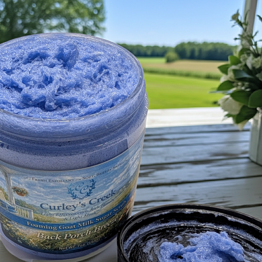 🍃 Back Porch Breeze | Foaming Goat Milk Sugar Scrub | Handmade Natural Skincare | Curley’s Creek