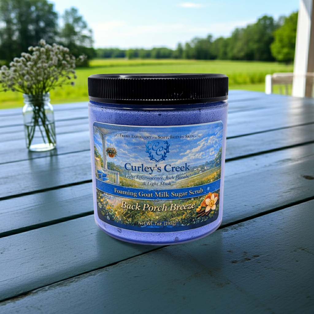 Goat Milk Foaming Sugar Scrub | Back Porch Breeze | Handmade Natural Skincare | Curley’s Creek®