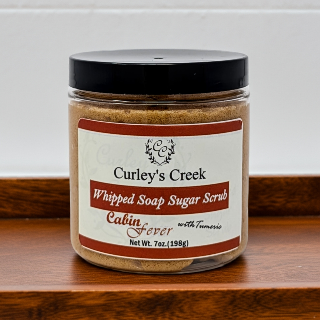 🌲 Cabin Fever | Whipped Soap Sugar Scrub | Turmeric Infused | 3.5oz | 7oz | Curley's Creek