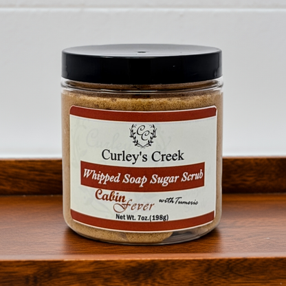 🌲 Cabin Fever | Whipped Soap Sugar Scrub | Turmeric Infused | 3.5oz | 7oz | Curley's Creek