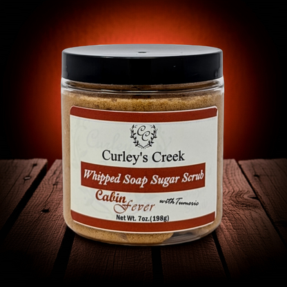🌲 Cabin Fever | Whipped Soap Sugar Scrub | Turmeric Infused | 3.5oz | 7oz | Curley's Creek