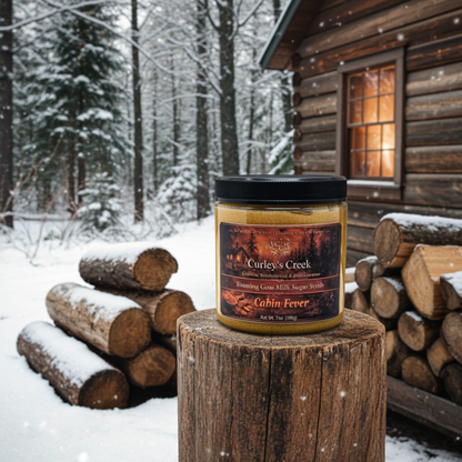 Goat Milk Foaming Sugar Scrub | Cabin Fever | Handmade Natural Skincare | Smoky Woods & Amber | Curley’s Creek®