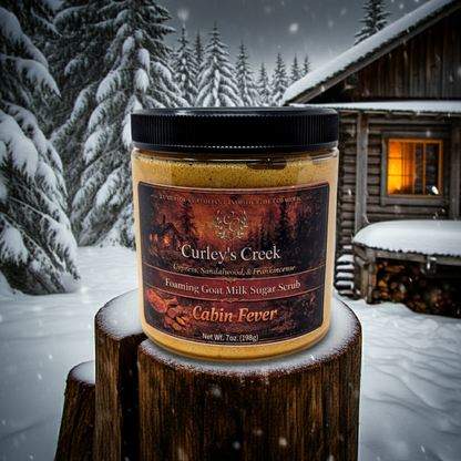 Goat Milk Foaming Sugar Scrub | Cabin Fever | Handmade Natural Skincare | Smoky Woods & Amber | Curley’s Creek®
