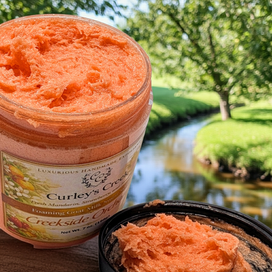 🍏 Creekside Orchard | Foaming Goat Milk Sugar Scrub | Handmade Natural Skincare | Fresh Citrus & Berry Blend | Curley’s Creek