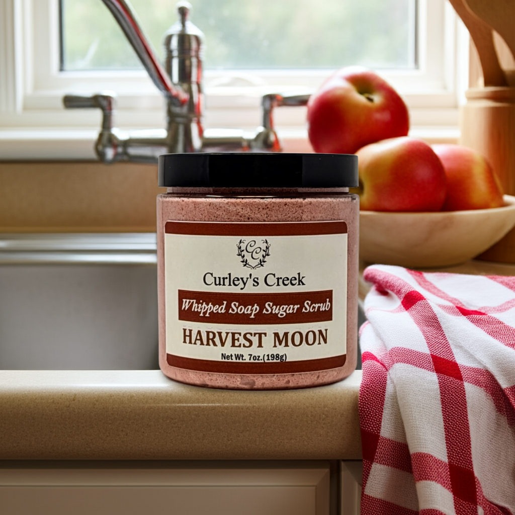 🎃 Harvest Moon | Whipped Soap Sugar Scrub | Handmade Natural Skincare | 7oz | Exfoliating | Perfect for Fall | Curley’s Creek