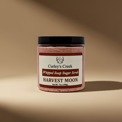 🎃 Harvest Moon | Whipped Soap Sugar Scrub | Handmade Natural Skincare | 7oz | Exfoliating | Perfect for Fall | Curley’s Creek
