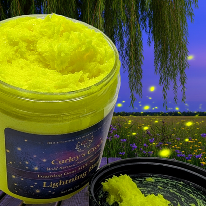 Goat Milk Foaming Sugar Scrub | Lightning Bug | Handmade Natural Exfoliating Skincare | Bright Citrus Fresh | Curley’s Creek®