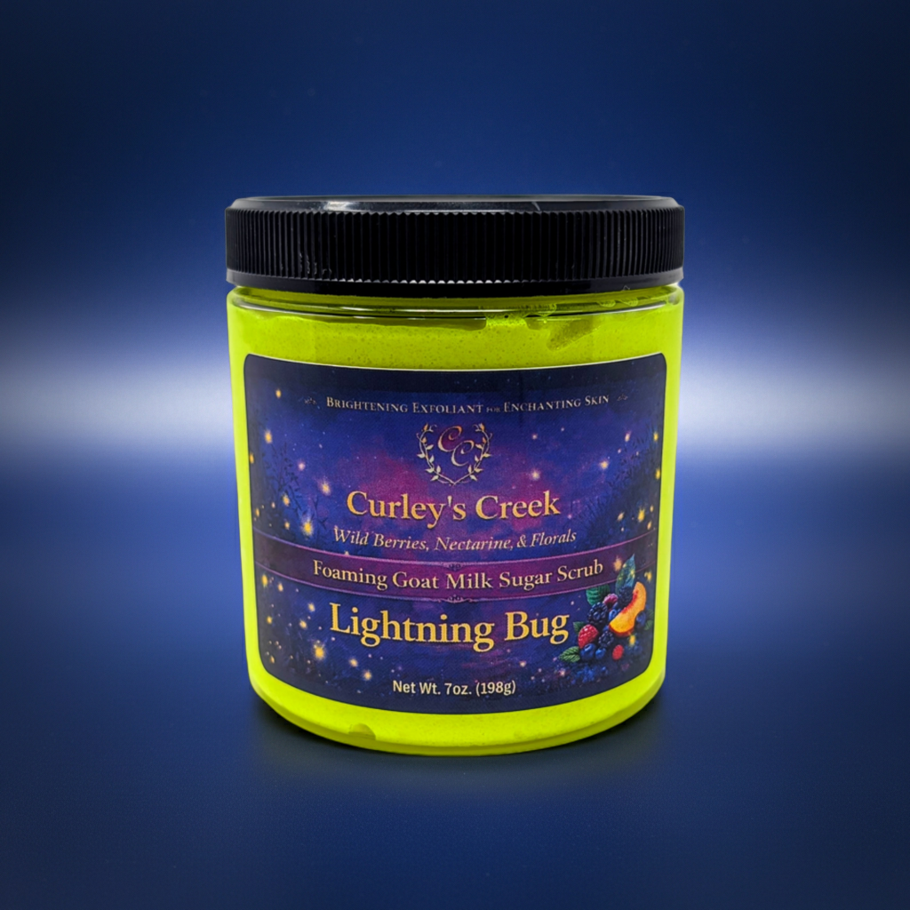 Goat Milk Foaming Sugar Scrub | Lightning Bug | Handmade Natural Exfoliating Skincare | Bright Citrus Fresh | Curley’s Creek®