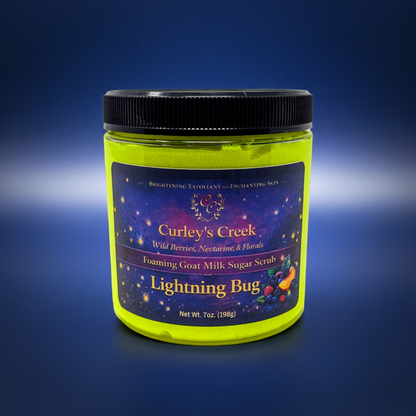 Goat Milk Foaming Sugar Scrub | Lightning Bug | Handmade Natural Exfoliating Skincare | Bright Citrus Fresh | Curley’s Creek®