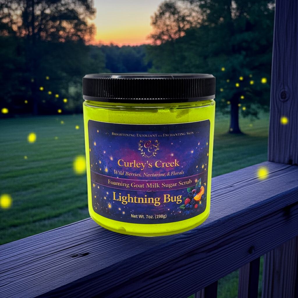 Goat Milk Foaming Sugar Scrub | Lightning Bug | Handmade Natural Exfoliating Skincare | Bright Citrus Fresh | Curley’s Creek®