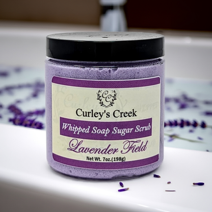 💜 Lavender Field | Whipped Soap Sugar Scrub | Calming Lavender | 3.5oz | 7oz | Curley's Creek