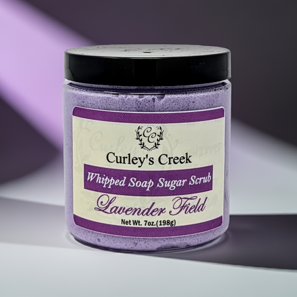 💜 Lavender Field | Whipped Soap Sugar Scrub | Calming Lavender | 3.5oz | 7oz | Curley's Creek