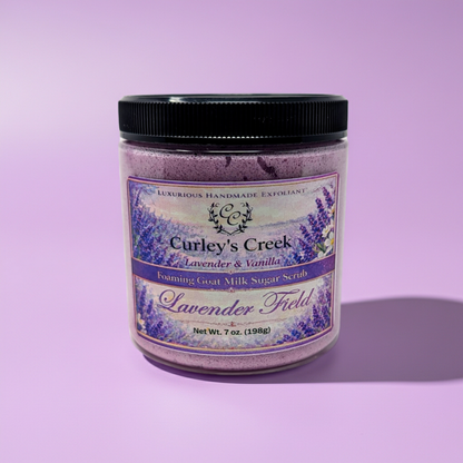 Goat Milk Foaming Sugar Scrub | Lavender Field | Natural Handmade Exfoliating Skincare | Calming Lavender | Curley's Creek®