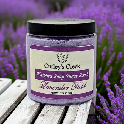 💜 Lavender Field | Whipped Soap Sugar Scrub | Calming Lavender | 3.5oz | 7oz | Curley's Creek