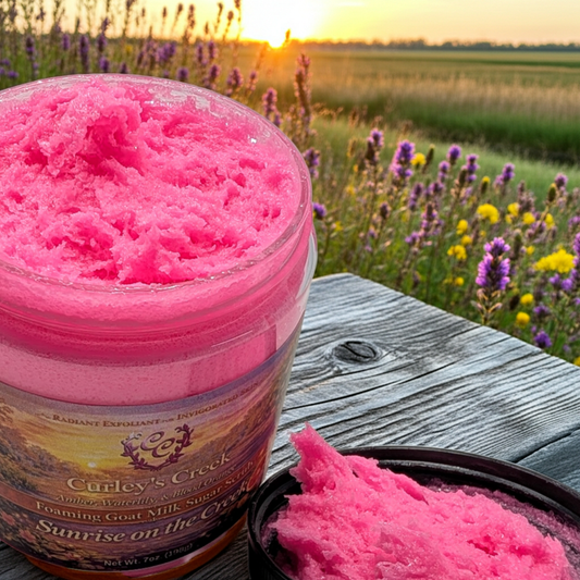 🌅 Sunrise on the Creek | Foaming Goat Milk Sugar Scrub | Citrus Floral | Curley’s Creek