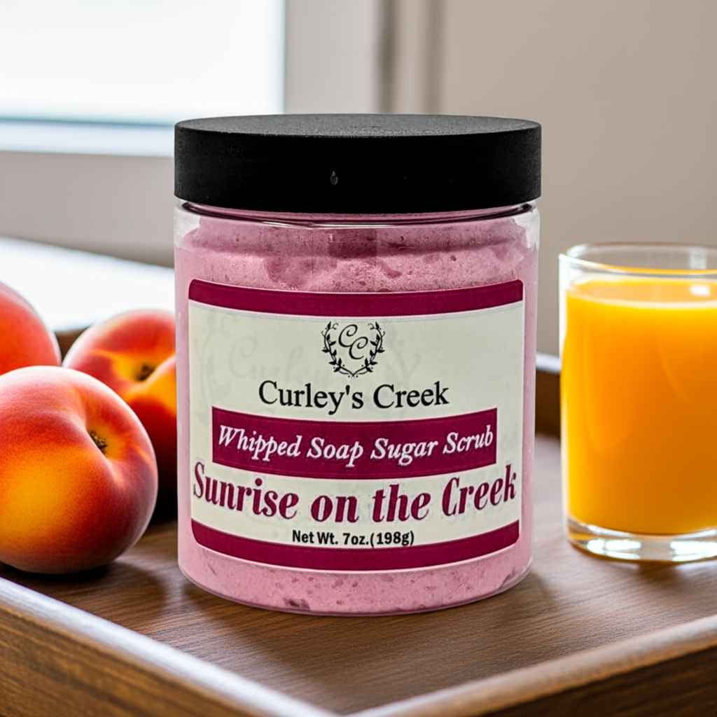 🌅 Sunrise on the Creek | Whipped Soap Sugar Scrub | Fresh & Clean | 3.5oz | 7oz | Curley's Creek