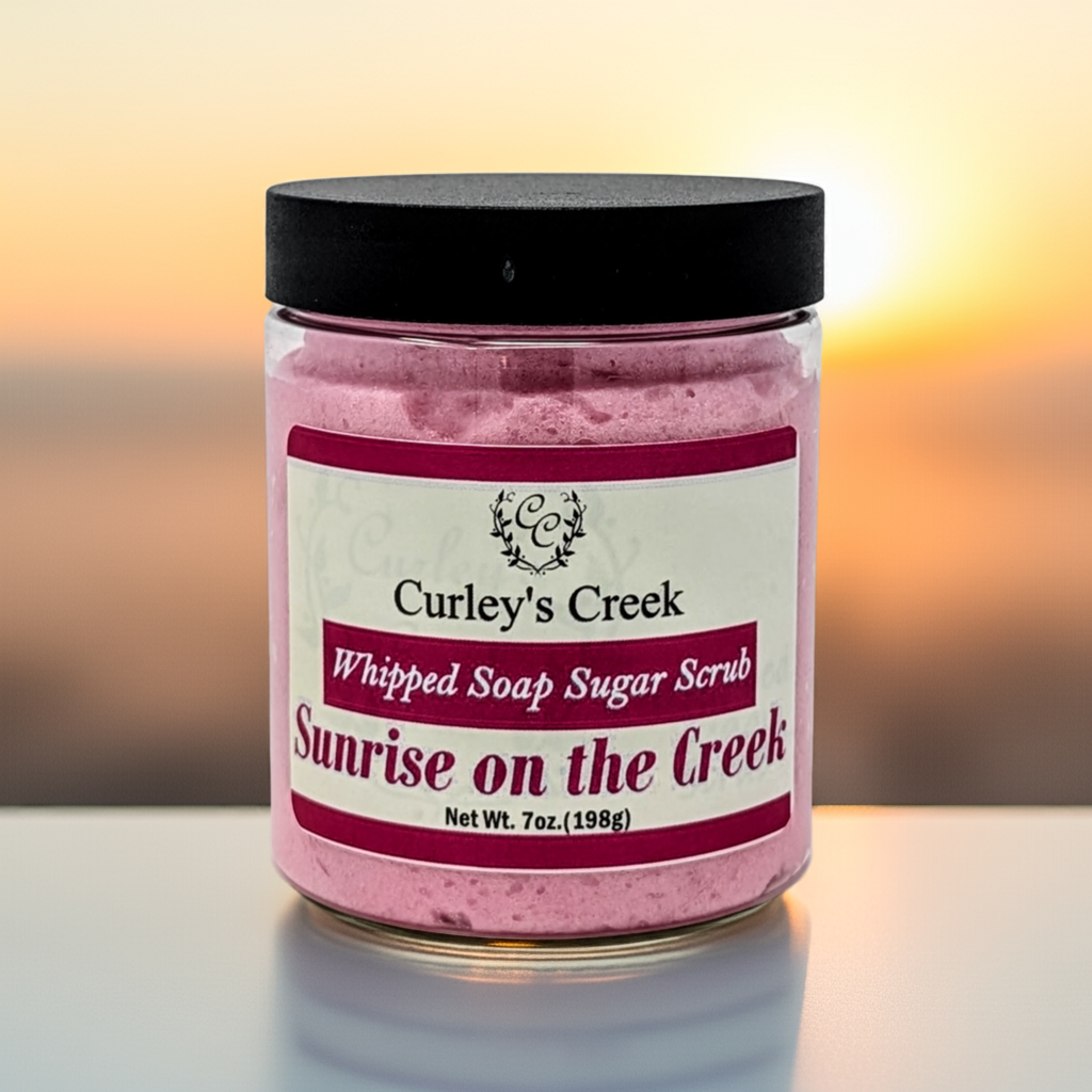 🌅 Sunrise on the Creek | Whipped Soap Sugar Scrub | Fresh & Clean | 3.5oz | 7oz | Curley's Creek