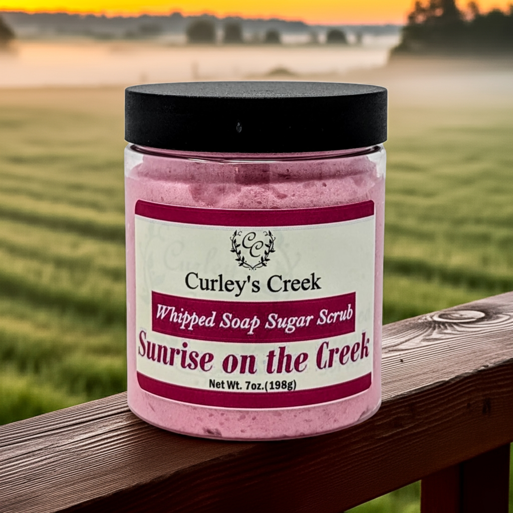🌅 Sunrise on the Creek | Whipped Soap Sugar Scrub | Fresh & Clean | 3.5oz | 7oz | Curley's Creek