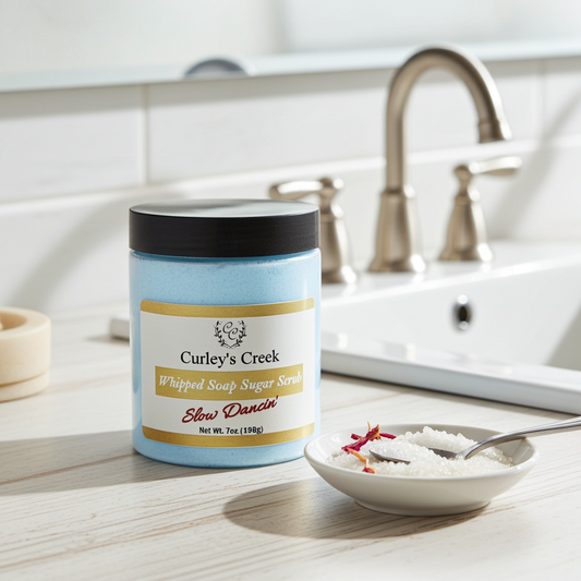🌙 Slow Dancin’ | Whipped Soap Sugar Scrub | Handmade Exfoliating Cleanser | 7 Ounce | Romantic | Curley’s Creek