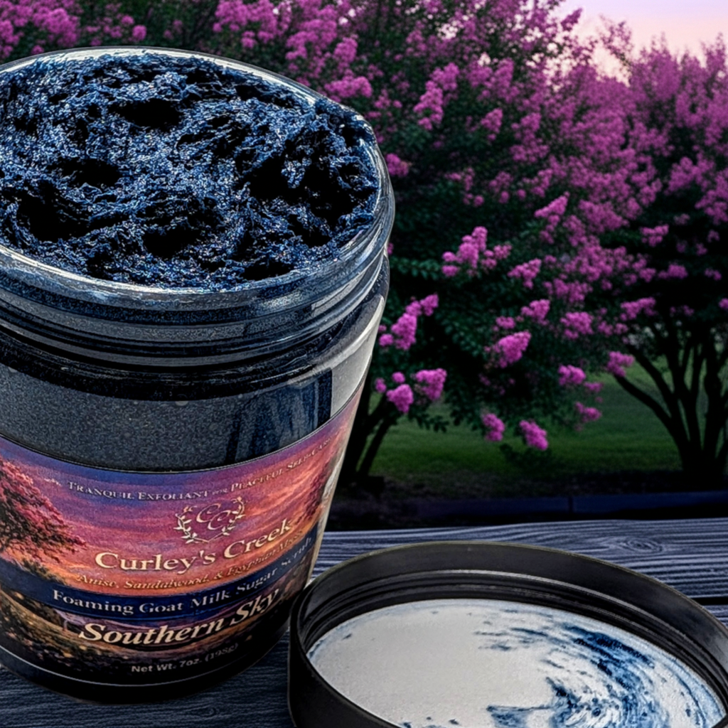 Goat Milk Foaming Sugar Scrub | Southern Sky | Charcoal Infused | Curley’s Creek®