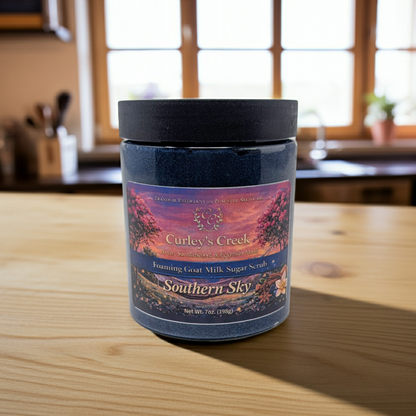 Goat Milk Foaming Sugar Scrub | Southern Sky | Charcoal Infused | Curley’s Creek®